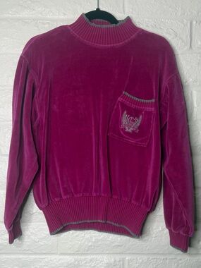 Vintage LizSport Pink Velvet Sweater Monogram Medium
